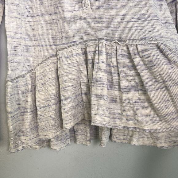 Free People We the Free Coastline Thermal Henley Peplum Tunic Top in Beige Sz M - Picture 3 of 10